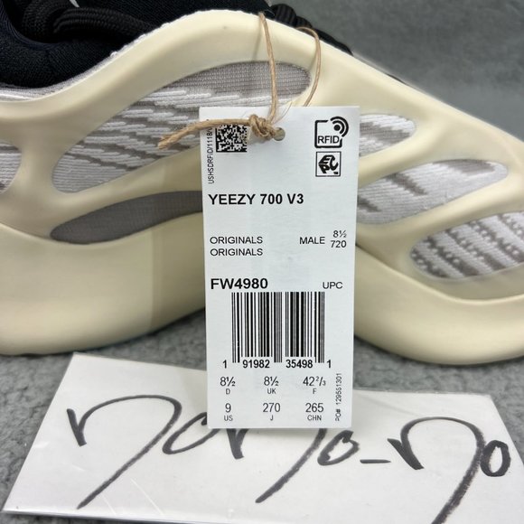 Yeezy 700 Mens 9 Shoes White Black Azael V3 Adidas Kanye West 2022 Ye Sneakers 1 - Picture 10 of 10